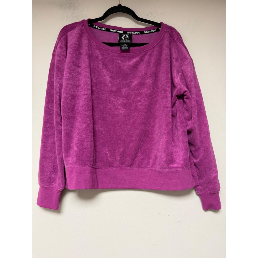 Sea-Doo Terry Cloth Sweatshirt Womens L Magenta NEW BRP Logo Pullover 8478